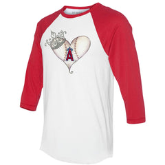 Los Angeles Angels Tiny Turnip Unisex Tiara Heart 3/4-Sleeve Raglan T-Shirt - White/Red