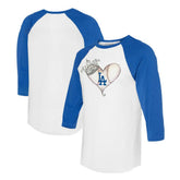 Los Angeles Dodgers Tiny Turnip Unisex Tiara Heart 3/4-Sleeve Raglan T-Shirt - White/Royal