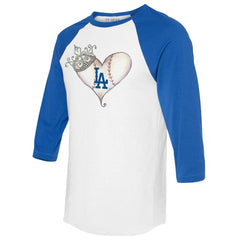 Los Angeles Dodgers Tiny Turnip Unisex Tiara Heart 3/4-Sleeve Raglan T-Shirt - White/Royal