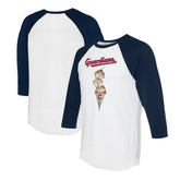 Cleveland Guardians Tiny Turnip Unisex Triple Scoop 3/4-Sleeve Raglan T-Shirt - White/Navy