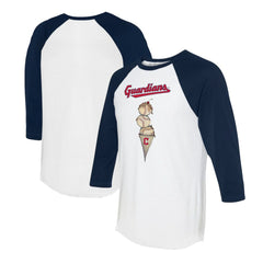 Cleveland Guardians Tiny Turnip Unisex Triple Scoop 3/4-Sleeve Raglan T-Shirt - White/Navy