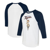 Detroit Tigers Tiny Turnip Unisex Triple Scoop 3/4-Sleeve Raglan T-Shirt - White/Navy