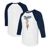 Minnesota Twins Tiny Turnip Unisex Triple Scoop 3/4-Sleeve Raglan T-Shirt - White/Navy