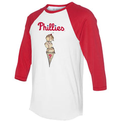 Philadelphia Phillies Tiny Turnip Unisex Triple Scoop 3/4-Sleeve Raglan T-Shirt - White/Red