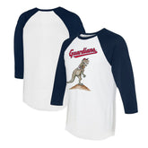 Cleveland Guardians Tiny Turnip Unisex TT Rex 3/4-Sleeve Raglan T-Shirt - White/Navy