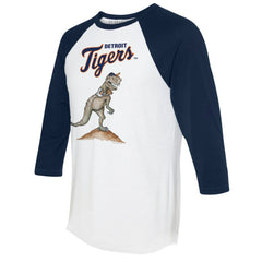 Detroit Tigers Tiny Turnip Unisex TT Rex 3/4-Sleeve Raglan T-Shirt - White/Navy