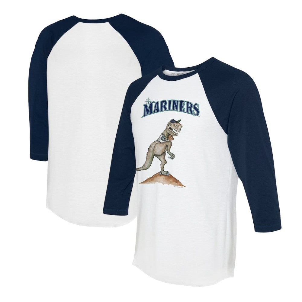 Seattle Mariners Tiny Turnip Unisex TT Rex 3/4-Sleeve Raglan T-Shirt - White/Navy