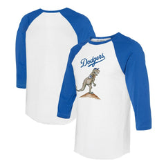 Los Angeles Dodgers Tiny Turnip Unisex TT Rex 3/4-Sleeve Raglan T-Shirt - White/Royal