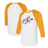 San Diego Padres Tiny Turnip Unisex Unicorn 3/4-Sleeve Raglan T-Shirt - White/Gold