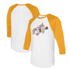 San Diego Padres Tiny Turnip Unisex Unicorn 3/4-Sleeve Raglan T-Shirt - White/Gold