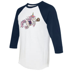 Atlanta Braves Tiny Turnip Unisex Unicorn 3/4-Sleeve Raglan T-Shirt - White/Navy
