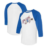 Los Angeles Dodgers Tiny Turnip Unisex Unicorn 3/4-Sleeve Raglan T-Shirt - White/Royal