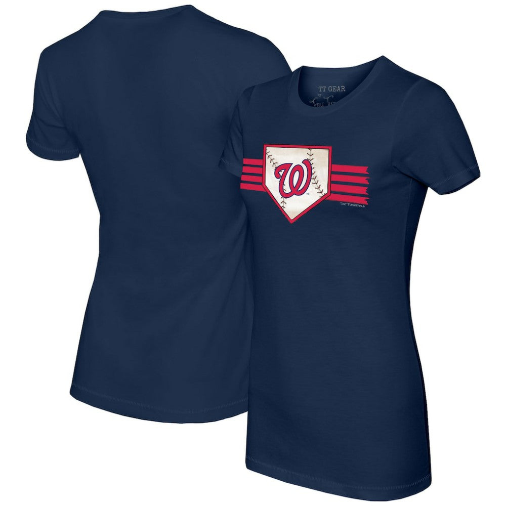 Washington Nationals Tiny Turnip Women's Base Stripe T-Shirt - Navy