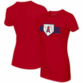 Los Angeles Angels Tiny Turnip Women's Base Stripe T-Shirt - Red