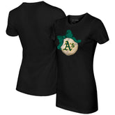 Athletics Tiny Turnip Women's Baseball Bow T-Shirt - Black
