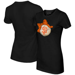 San Francisco Giants Tiny Turnip Women's Baseball Bow T-Shirt - Black
