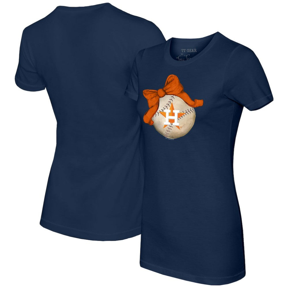 Houston Astros Tiny Turnip Women's Baseball Bow T-Shirt - Navy