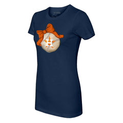 Houston Astros Tiny Turnip Women's Baseball Bow T-Shirt - Navy