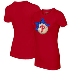 Philadelphia Phillies Tiny Turnip Women's Baseball Bow T-Shirt - Red