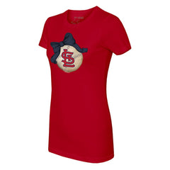St. Louis Cardinals Tiny Turnip Women's Baseball Bow T-Shirt - Red