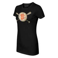 San Francisco Giants Tiny Turnip Women's Baseball Cross Bats T-Shirt - Black