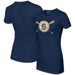 Detroit Tigers Tiny Turnip Women's Baseball Cross Bats T-Shirt - Navy