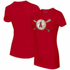 Los Angeles Angels Tiny Turnip Women's Baseball Cross Bats T-Shirt - Red