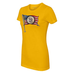San Diego Padres Tiny Turnip Women's Baseball Flag T-Shirt - Gold