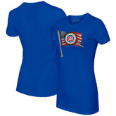 Chicago Cubs Tiny Turnip Women's Baseball Flag T-Shirt - Royal