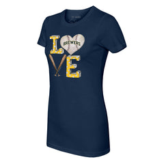 Milwaukee Brewers Tiny Turnip Women's Baseball Love T-Shirt - Navy