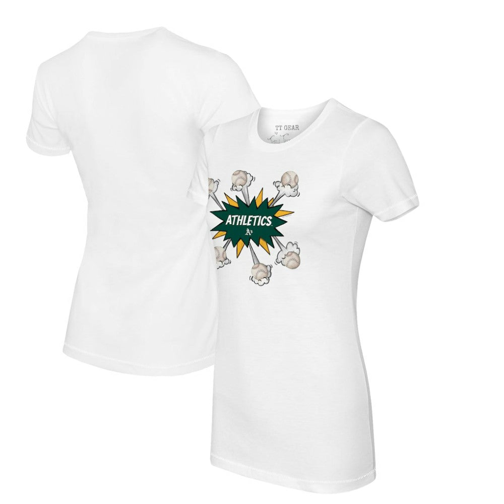 Athletics Tiny Turnip Women's Baseball Pow T-Shirt - White