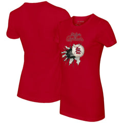 St. Louis Cardinals Tiny Turnip Women's Baseball Tear T-Shirt - Red