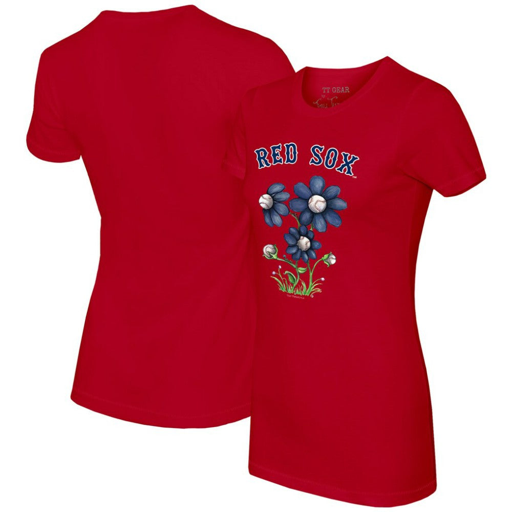 Boston Red Sox Tiny Turnip Women's Blooming Baseballs T-Shirt - Red