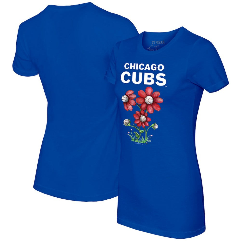 Chicago Cubs Tiny Turnip Women's Blooming Baseballs T-Shirt - Royal