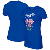 Los Angeles Dodgers Tiny Turnip Women's Blooming Baseballs T-Shirt - Royal