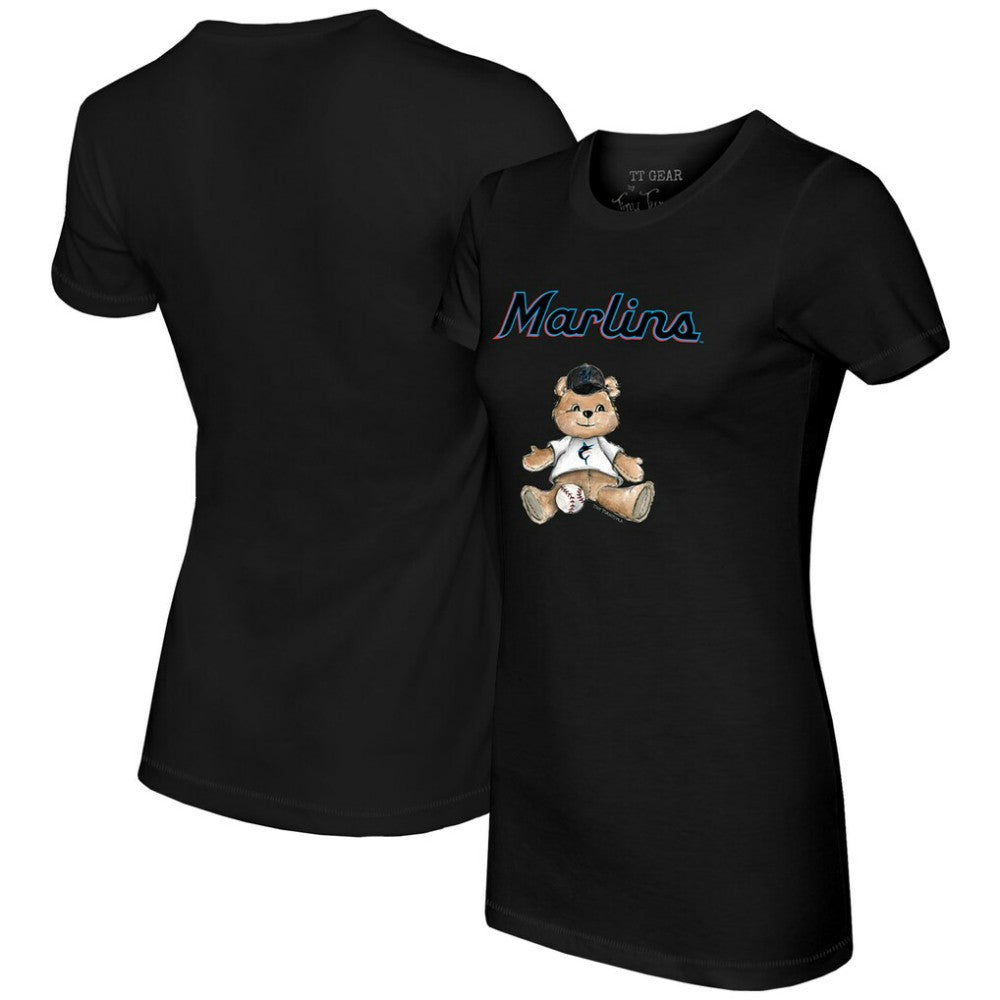 Miami Marlins Tiny Turnip Women's Teddy Boy T-Shirt - Black