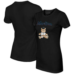 Miami Marlins Tiny Turnip Women's Teddy Boy T-Shirt - Black