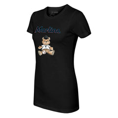 Miami Marlins Tiny Turnip Women's Teddy Boy T-Shirt - Black
