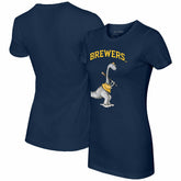Milwaukee Brewers Tiny Turnip Women's Bronto T-Shirt - Navy