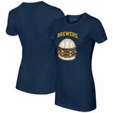 Milwaukee Brewers Tiny Turnip Women's Burger T-Shirt - Navy