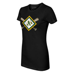 Athletics Tiny Turnip Women's Diamond Cross Bats T-Shirt - Black