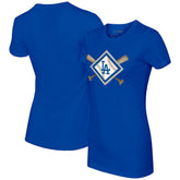 Los Angeles Dodgers Tiny Turnip Women's Diamond Cross Bats T-Shirt - Royal