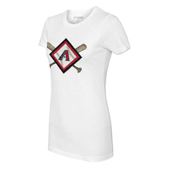 Arizona Diamondbacks Tiny Turnip Women's Diamond Cross Bats T-Shirt - White
