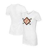 San Francisco Giants Tiny Turnip Women's Diamond Cross Bats T-Shirt - White