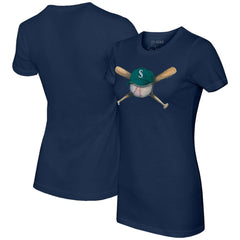 Seattle Mariners Tiny Turnip Women's Hat Crossbats T-Shirt - Navy