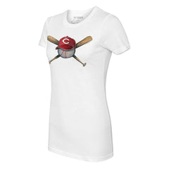 Cincinnati Reds Tiny Turnip Women's Hat Crossbats T-Shirt - White