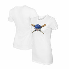 Kansas City Royals Tiny Turnip Women's Hat Crossbats T-Shirt - White