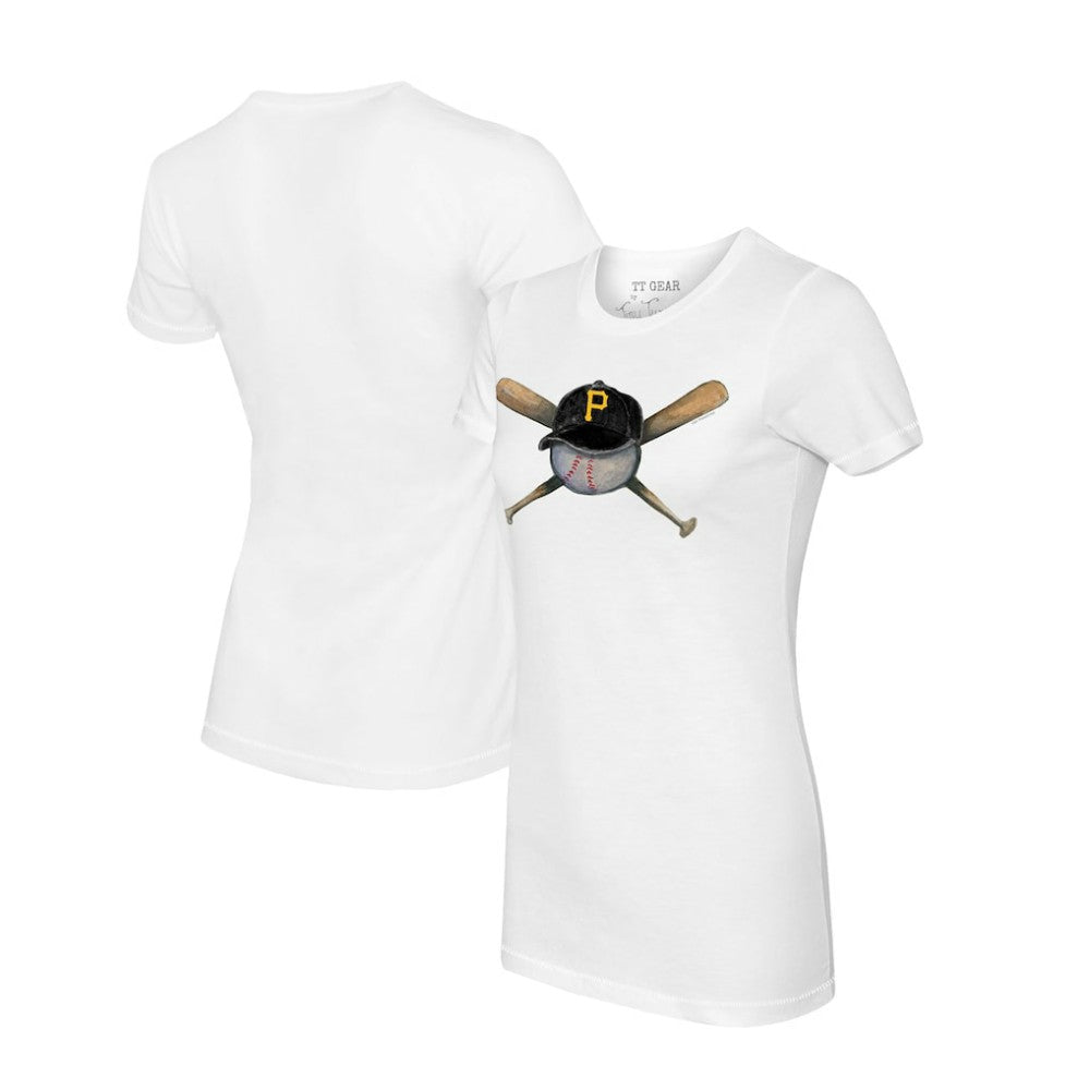 Pittsburgh Pirates Tiny Turnip Women's Hat Crossbats T-Shirt - White