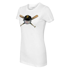 Pittsburgh Pirates Tiny Turnip Women's Hat Crossbats T-Shirt - White