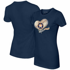 Houston Astros Tiny Turnip Women's Heart Banner T-Shirt - Navy